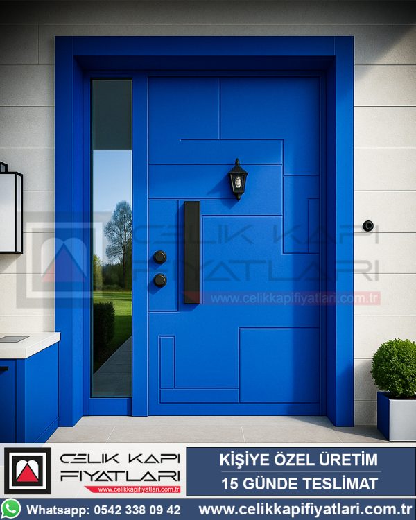 Oslo-Villa-Kapisi-Mavi-Navy-Celik-Kapi